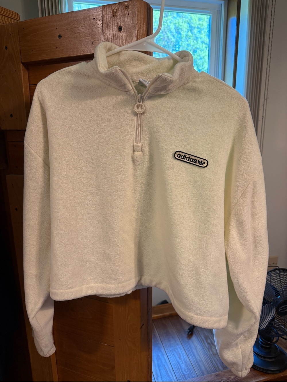 Adidas Cream Fleece Crew with Contrasting Logo